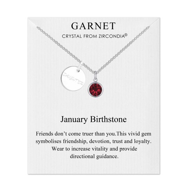 Birthstone Necklace with Daughter Charm Created with Zircondia® Crystals