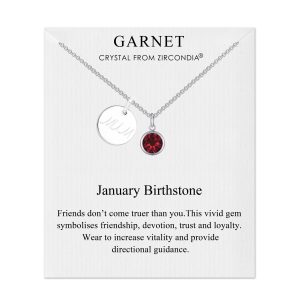 Birthstone Necklace with Mum Charm Created with Zircondia® Crystals