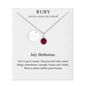 Birthstone Necklace with Mum Charm Created with Zircondia® Crystals