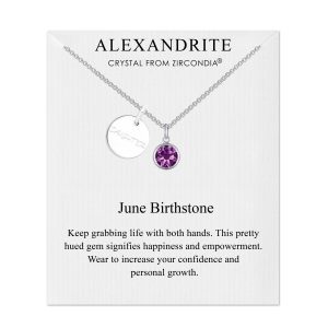 Birthstone Necklace with Daughter Charm Created with Zircondia® Crystals