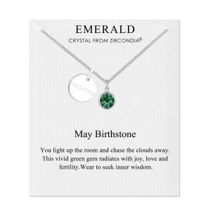 Birthstone Necklace with Daughter Charm Created with Zircondia® Crystals