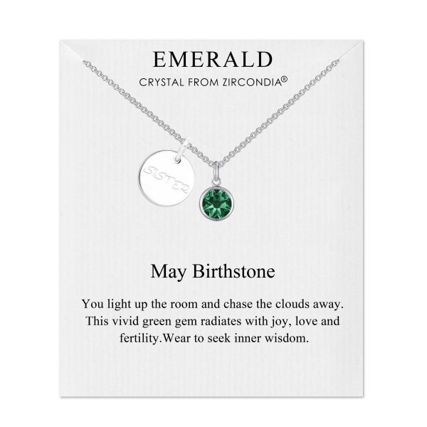 Birthstone Necklace with Sister Charm Created with Zircondia® Crystals