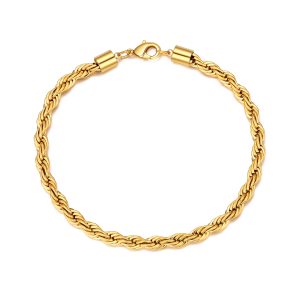 Men's 5mm Gold Plated Steel 7.5-8.5 Inch Round Rope Wheat Chain Bracelet