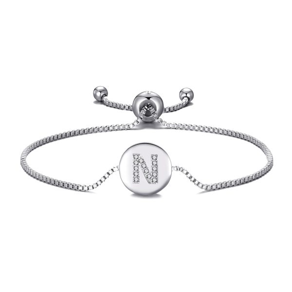 Initial Friendship Bracelet Letter N Created with Zircondia® Crystals