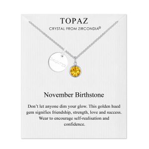 Birthstone Necklace with Daughter Charm Created with Zircondia® Crystals