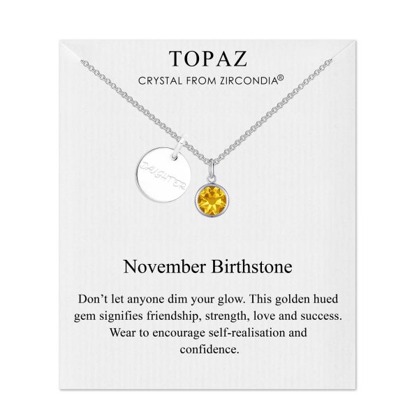 Birthstone Necklace with Daughter Charm Created with Zircondia® Crystals