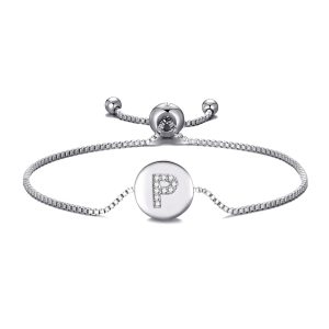 Initial Friendship Bracelet Letter P Created with Zircondia® Crystals