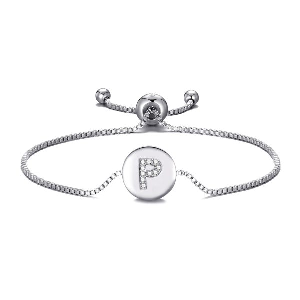 Initial Friendship Bracelet Letter P Created with Zircondia® Crystals