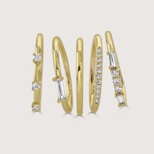 5 PIECE RHODIUM STACKING RINGS