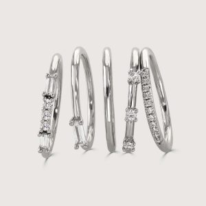 5 PIECE RHODIUM STACKING RINGS