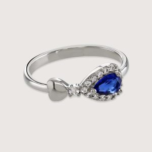 SAPPHIRE HEART PEAR-DROP RING