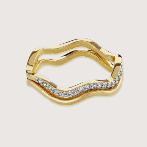 TWO-TONE PAVE DOUBLE WAVE RING