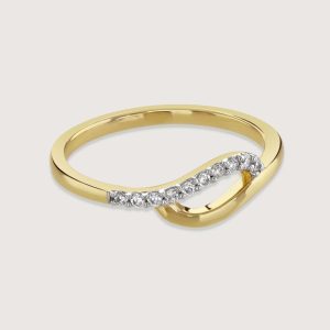 TWO-TONE PAVE AND POLISHED TIDE RING