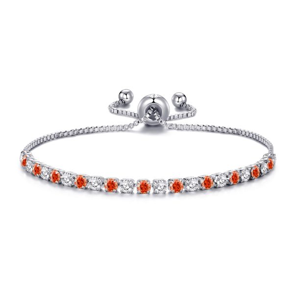 Silver Plated Adjustable Red Tennis Bracelet Created with Zircondia® Crystals