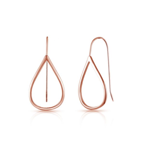 Rose Gold Plated Sterling Silver Open Teardrop Earrings