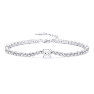 Square Solitaire Tennis Bracelet Created with Zircondia® Crystals