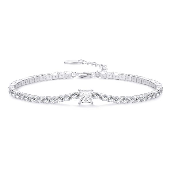 Square Solitaire Tennis Bracelet Created with Zircondia® Crystals