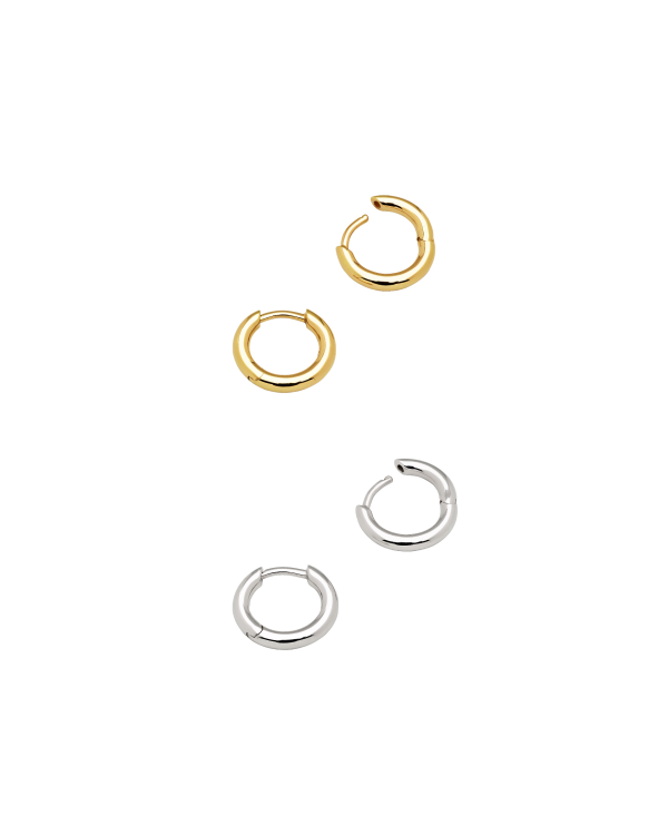 9K Gold + Silver Classic Hoop Small