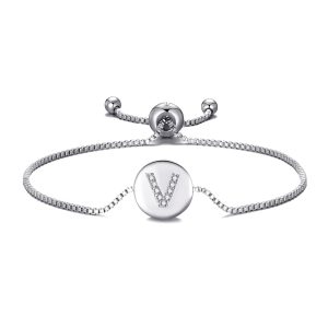 Initial Friendship Bracelet Letter V Created with Zircondia® Crystals