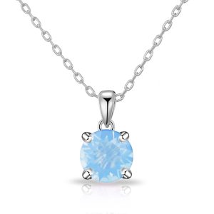 Air Blue Opal Necklace Created with Zircondia® Crystals