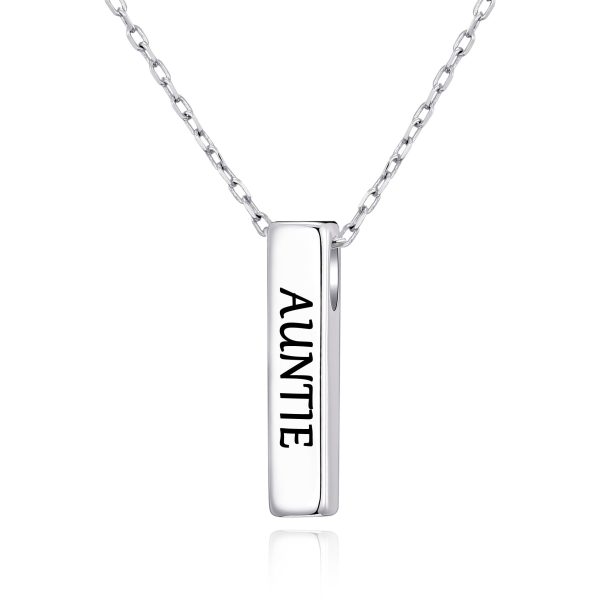 Silver Plated Auntie Bar Necklace