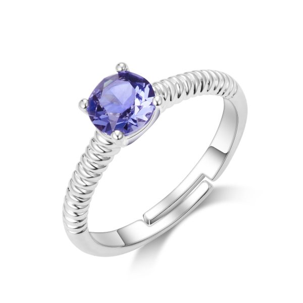 Light Purple Adjustable Crystal Ring Created with Zircondia® Crystals