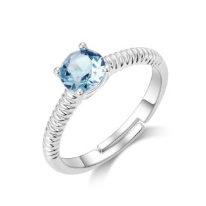 Light Blue Adjustable Crystal Ring Created with Zircondia® Crystals