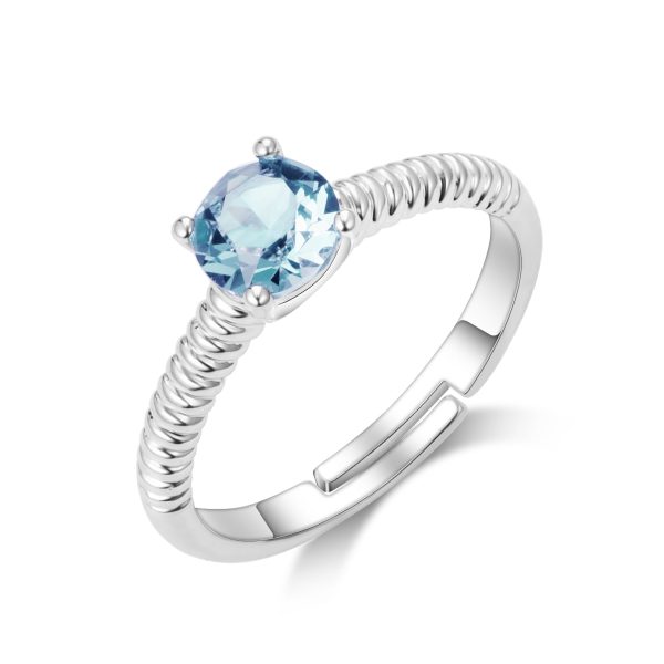 Light Blue Adjustable Crystal Ring Created with Zircondia® Crystals