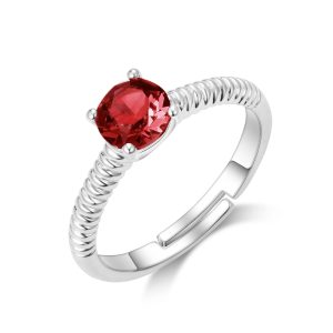 Red Adjustable Crystal Ring Created with Zircondia® Crystals