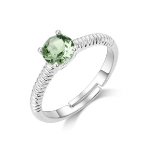 Light Green Adjustable Crystal Ring Created with Zircondia® Crystals