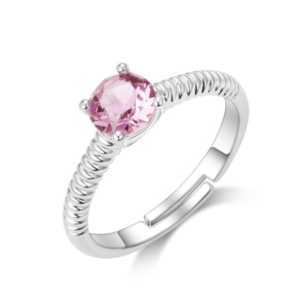 Pink Adjustable Crystal Ring Created with Zircondia® Crystals