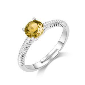 Yellow Adjustable Crystal Ring Created with Zircondia® Crystals