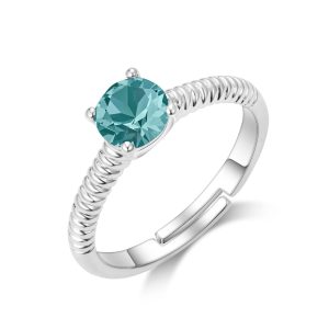 Blue Adjustable Crystal Ring Created with Zircondia® Crystals