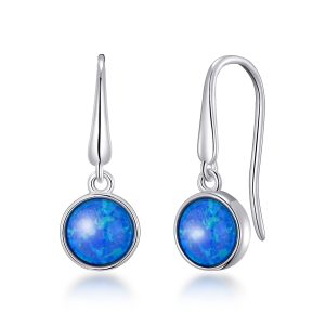 Synthetic Blue Opal Drop Earrings