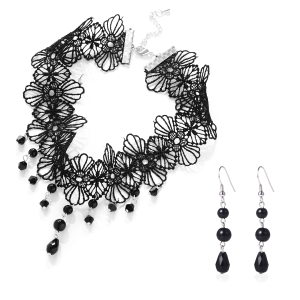 Black Crystal Choker Set