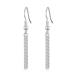 Silver Plated Crystal Bar Drop Earrings Created with Zircondia® Crystals