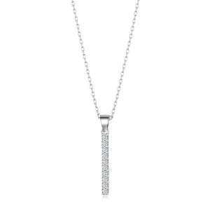 Silver Plated Crystal Bar Drop Necklace Created with Zircondia® Crystals