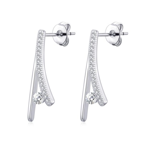 Silver Plated Wishbone Earrings Created with Zircondia® Crystals