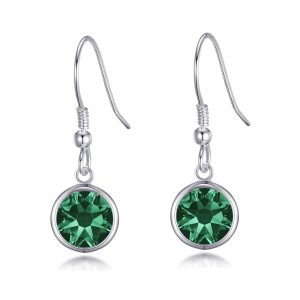 Green Crystal Drop Earrings Created with Zircondia® Crystals