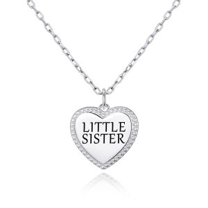 Silver Plated Filigree Heart Little Sister Necklace