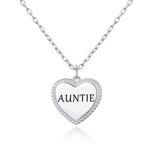 Silver Plated Filigree Heart Auntie Necklace