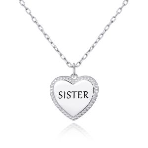 Silver Plated Filigree Heart Sister Necklace