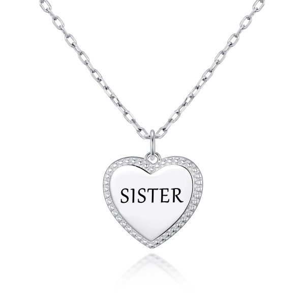 Silver Plated Filigree Heart Sister Necklace