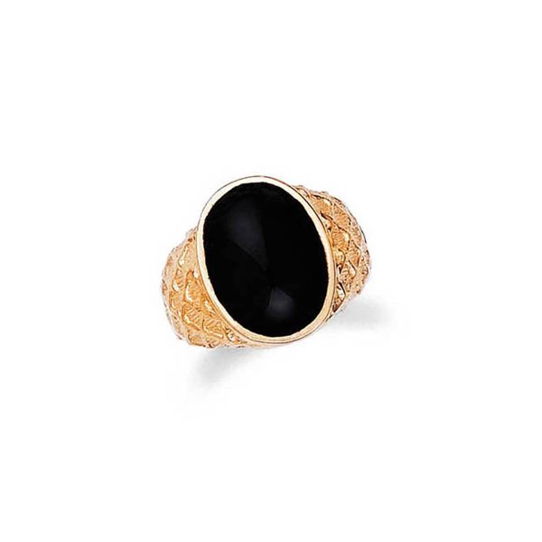 Men's Onyx Stackable Oval Ring in 9ct Gold