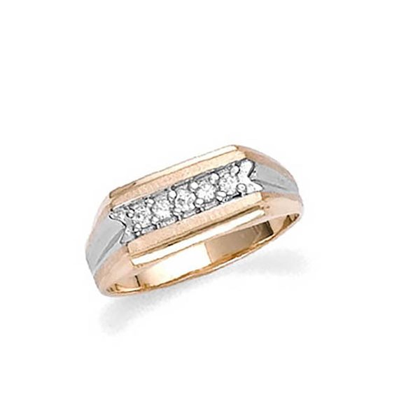 Men's CZ Ring in 9ct Two-Tone Gold