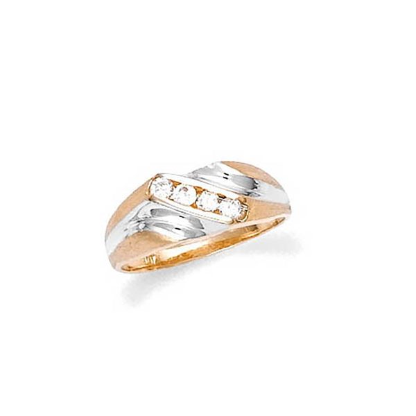 Men's CZ Ring in 9ct Two-Tone Gold