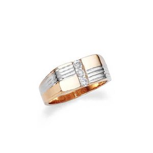 Men's CZ Ring in 9ct Two-Tone Gold