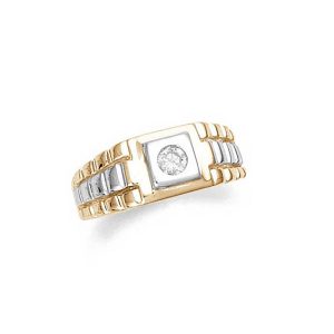 Men's CZ Ring in 9ct Two-Tone Gold