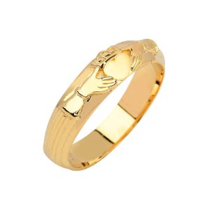 Men's Slim Claddagh Band Ring in 9ct Gold