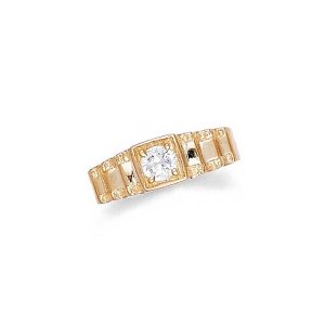 Men's CZ Single Stone Pinky Ring in 9ct Gold